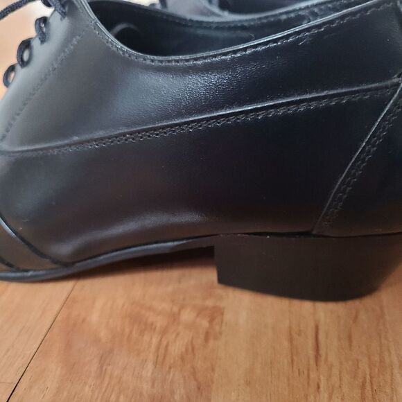 Basini Black Leather Oxford Shoes with Cuban Heel – Size 7.5 - Picture 7 of 10
